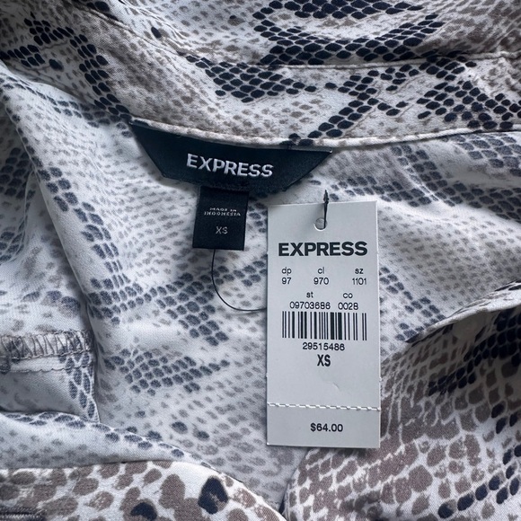 Express Snakeskin Print Button-Down Tunic Shirt - XS - NWT - Picture 7 of 8